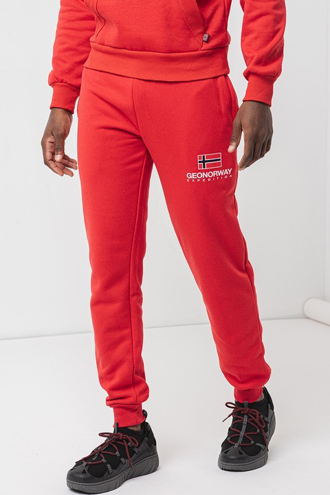 Geographical Norway, Pantaloni de trening din amestec de bumbac cu logo Max, Rosu vermillion, 2XL