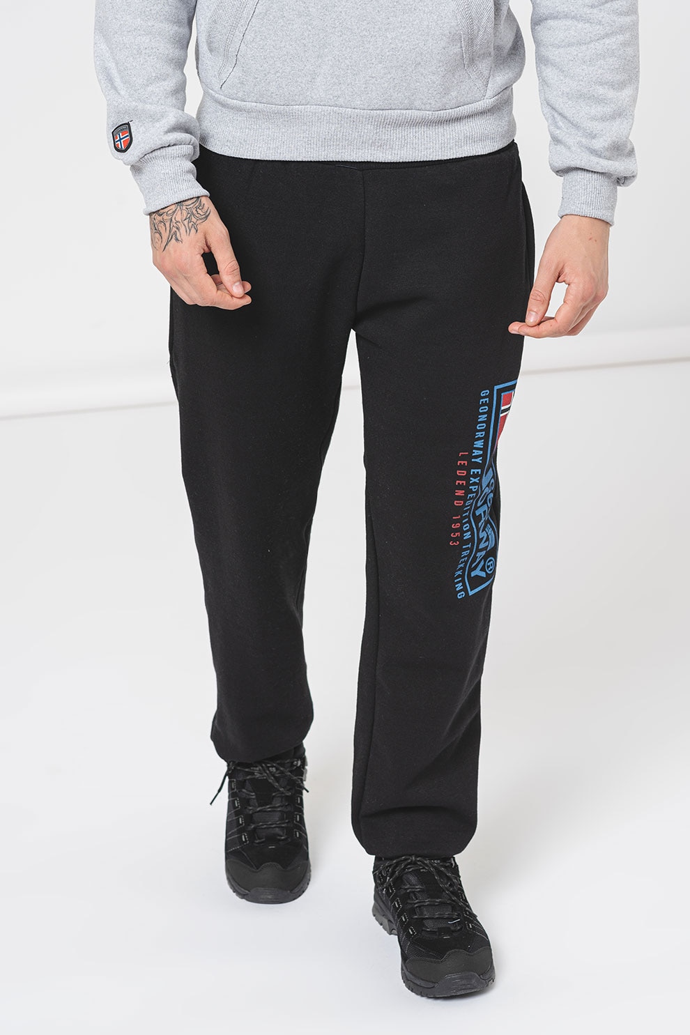 Geographical Norway, Pantaloni regular fit de trening cu logo Moffroy, Rosu, Negru, Albastru, L