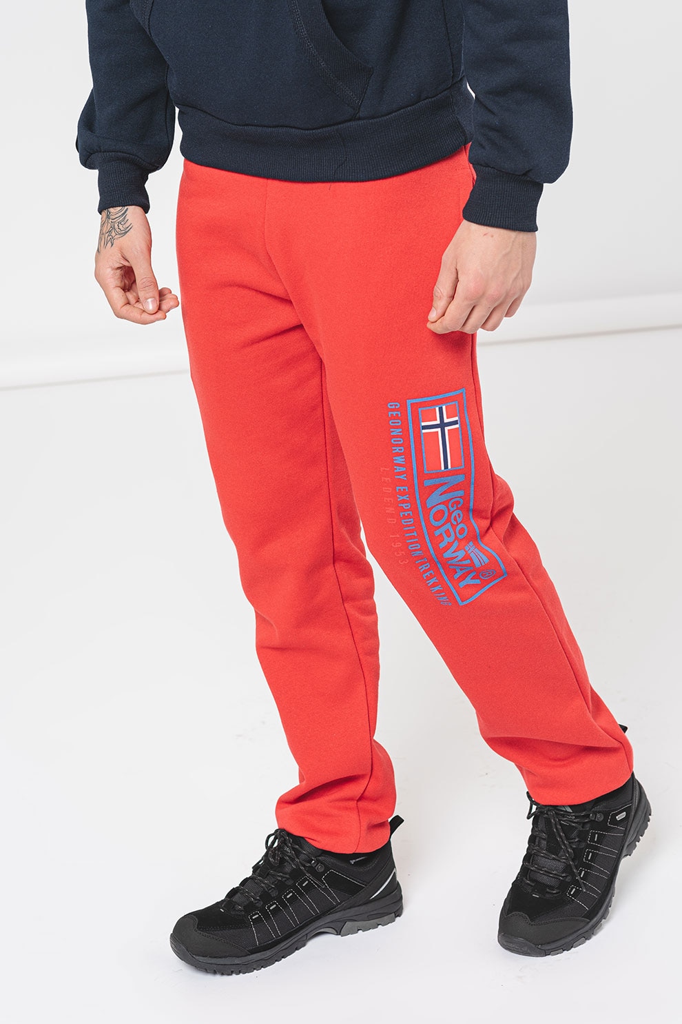 Geographical Norway, Pantaloni regular fit de trening cu logo Moffroy, Rosu vermillion, S