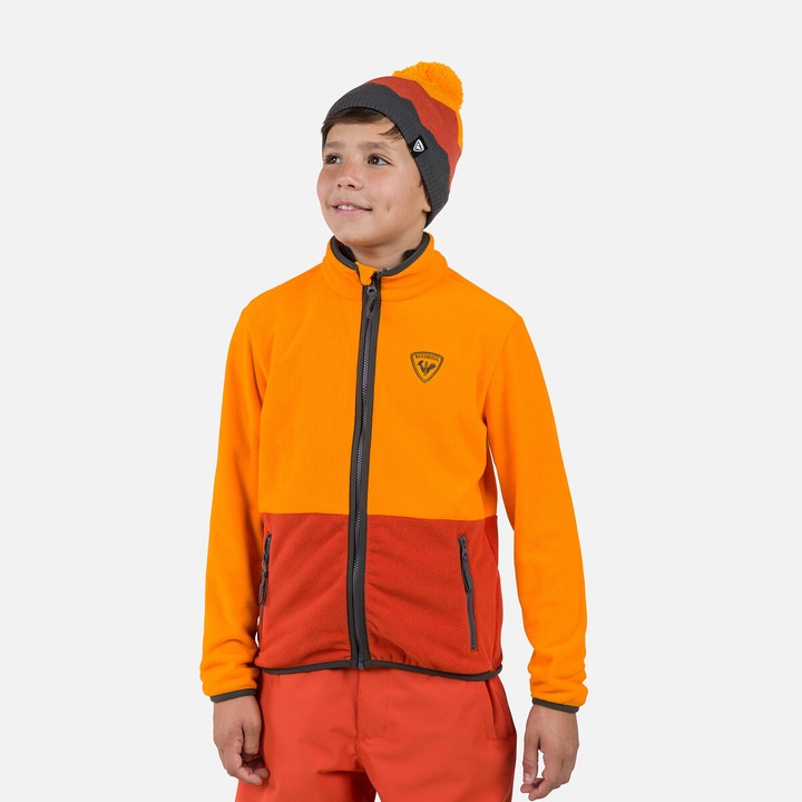 Bluza sport Rossignol Strawpile fleece, cu fermoar, pentru juniori, portocaliu, Portocaliu, 170 CM