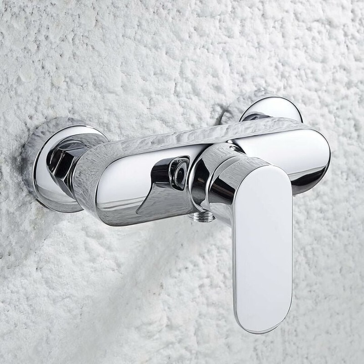 Baterie sanitara, montare pe perete, crom, design anti-calcar