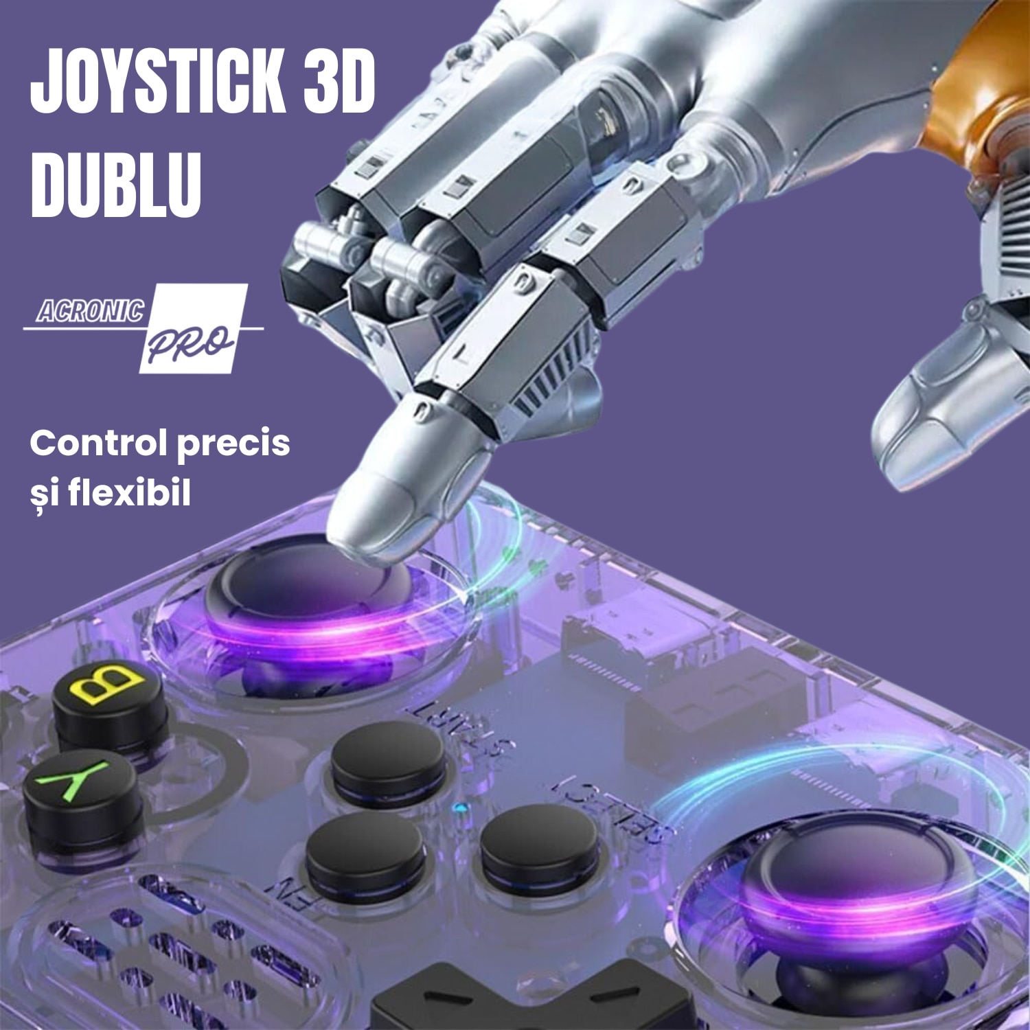 Consola Portabila R40S cu Stocare 64/128 GB, Ecran HD de Inalta Calitate, Design Compact, Mov, Reda Jocurile Clasice, Performanta Maxima