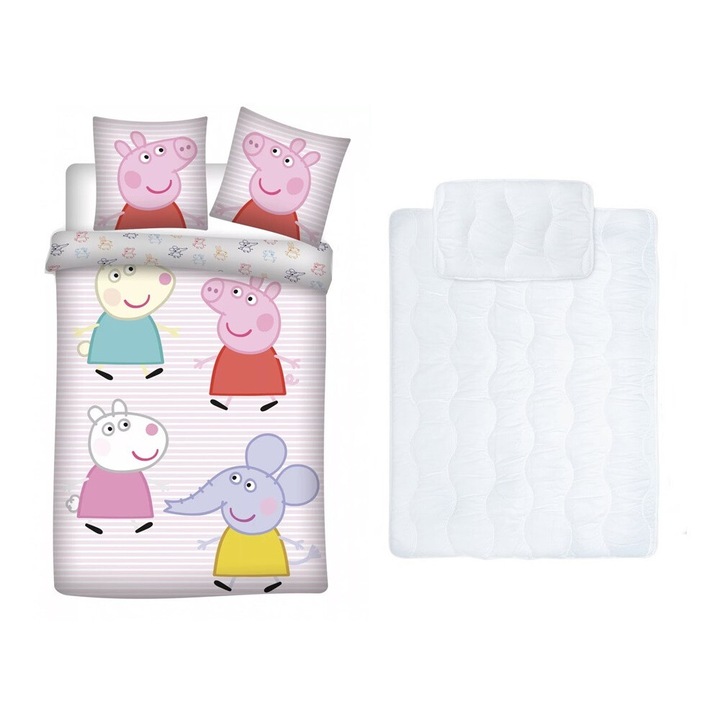 Set lenjerie pat, Home Party Service Kft, Peppa Pig 100x135 cm 40x60 cm