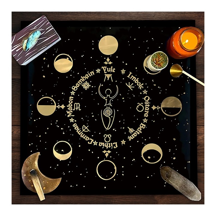 Fata de masa manuala, vintage scurt plus, 49x49cm, negru