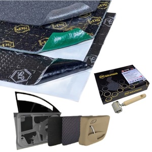 Kit de insonorizare pentru doua usi STP® Black Silver – 3 straturi vibro-fono-termo, autoadeziv rezistent la apa, Non-toxic, fara miros, fara impuritati, Rola de aplicare inclusa