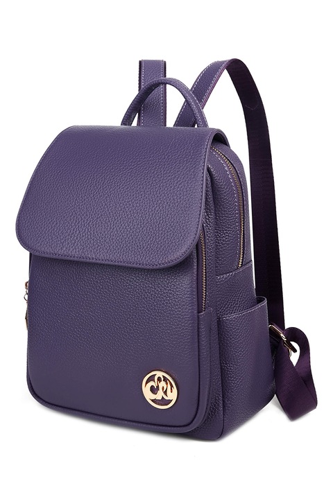 C'iel, Rucsac de piele cu logo metalic Mars, Violet prafuit