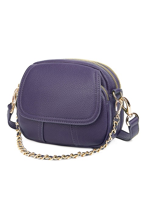 C'iel, Geanta de piele cu barete detasabile Morgan, Violet prafuit, 14 x 18 x 7 cm