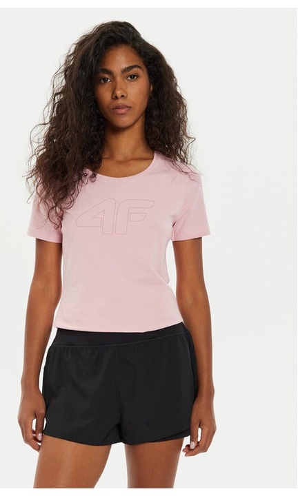 4F póló 4FWMM00TTSHF1846 Pink Slim Fit, pamut