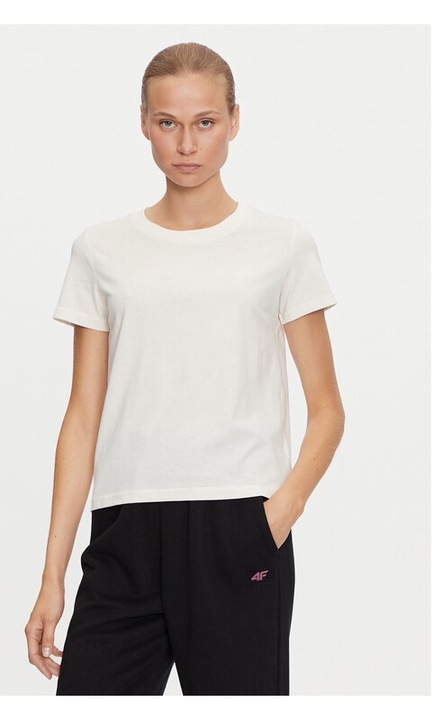4F póló 4FWAW24TTSHF1650 Ecru Regular Fit, pamut