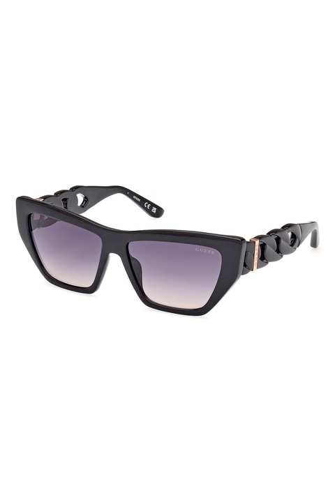 GUESS, Слънчеви очила Cat-Eye с градиента, 56-14-130, Златист/Черен