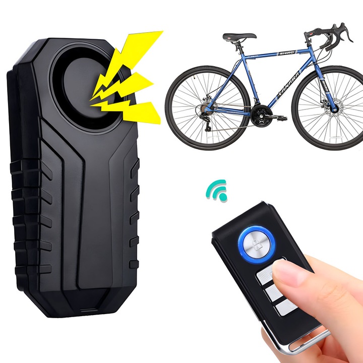 Lopásgátló riasztó kamion üzemanyagtartályhoz, Noonedibs, kerékpárokhoz, robogókhoz, motorokhoz, Rezgés- és mozgásérzékelő, Intelligens lopásgátló, Vízálló, távirányítóval, 5 elem, Fekete