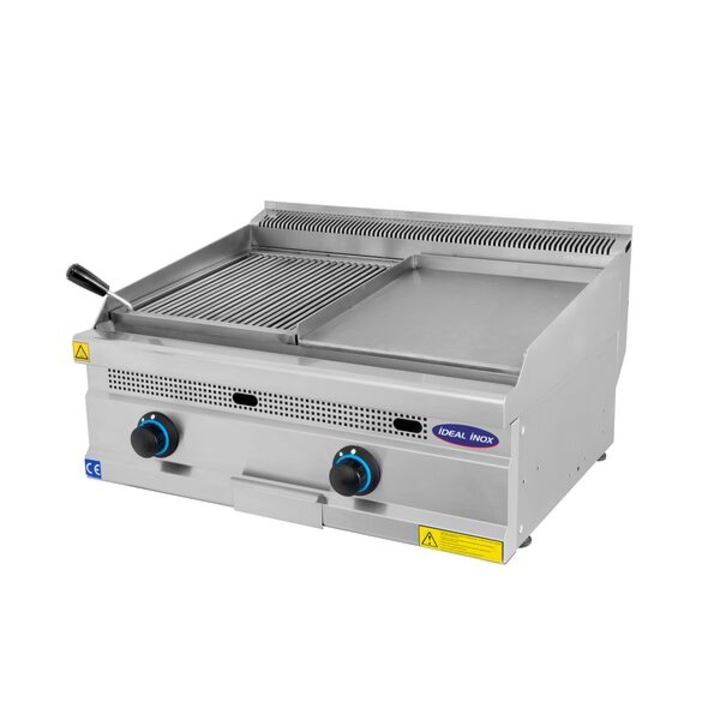 Gratar cu roca vulcanica si placa neteda Ideal Inox 80 cm gaz Linia 630