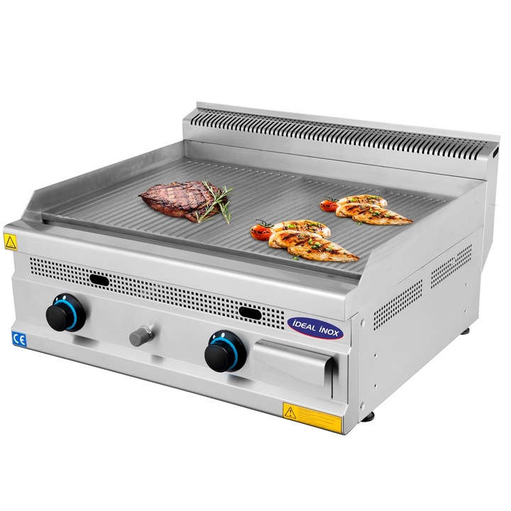 Gratar profesional placa striata Ideal Inox 80 cm gaz natural Linia 630
