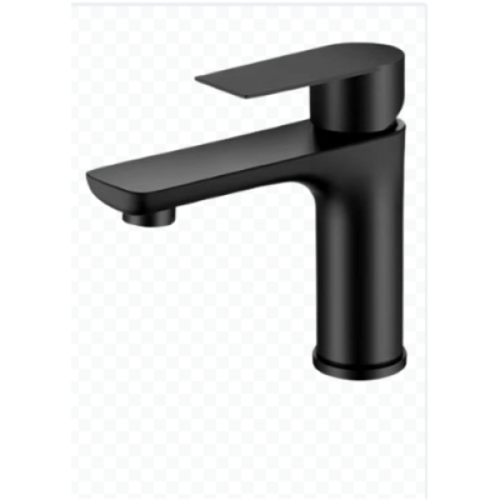 Matt fekete szaniter csaptelep, modern minimalista dizájn, rozsdamentes acél, kettős hideg-melegvíz-szabályozás, forgó