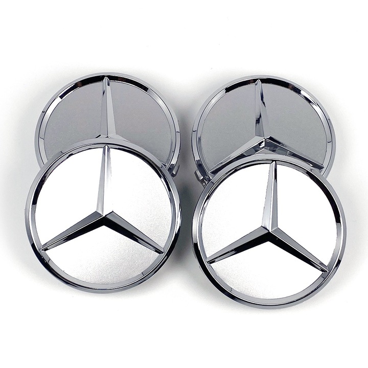 4 db központi Mercedes kerékburkolat készlet, 75mm, ABS, alapszín