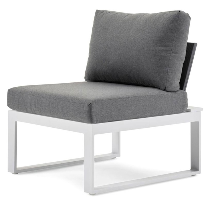 Fotoliu fara brate gradina/terasa, Maison Mex MERIDA, L.78 l.75 H.69 cm, alb/gri