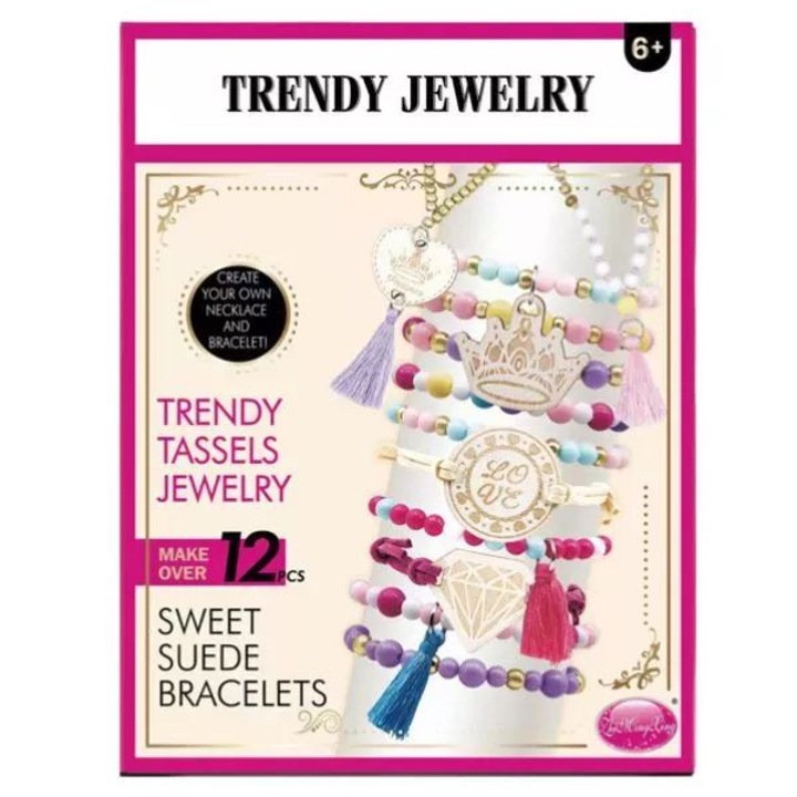 Set de bijuterii cu cutie in forma de floare - roz