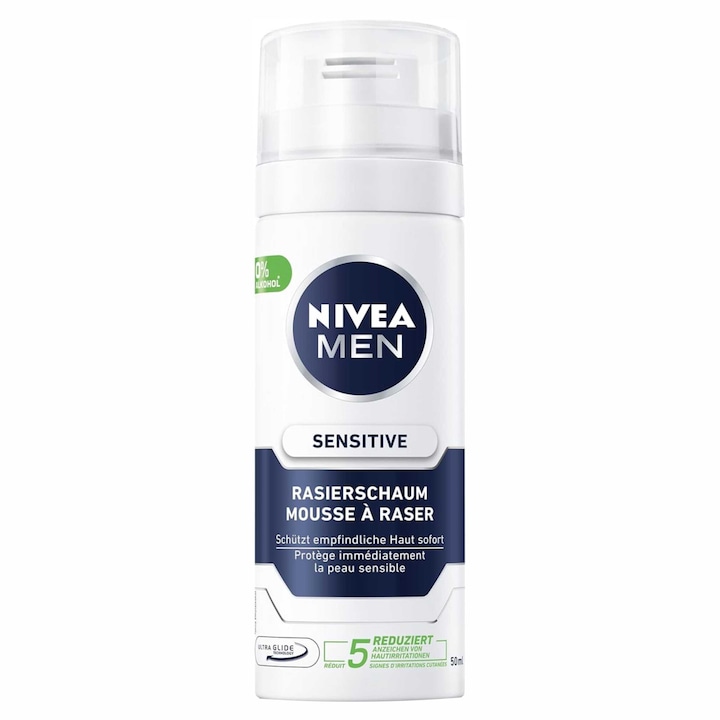 Nivea Men пътна пяна за бръснене, Sensitive, с дискретен аромат, 50 мл