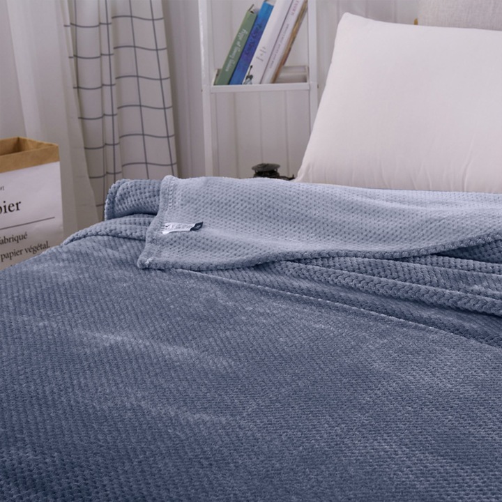 Patura cuvertura pufoasa Joy, Catifea, 200x230 cm, Gri inchis