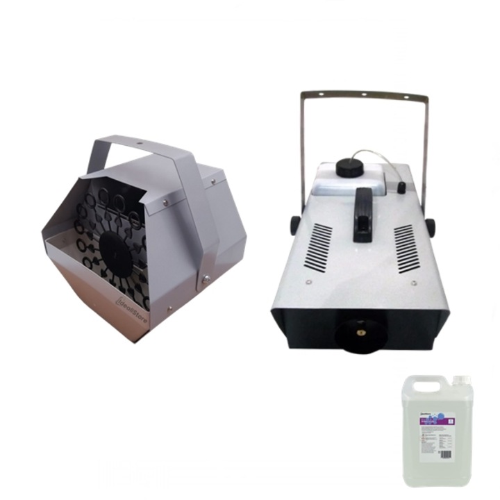 Pachet Masina de baloane, Lichid baloane 5 l si Masina fum profesionala, DEPOX®, otel inoxidabil, telecomanda inclusa