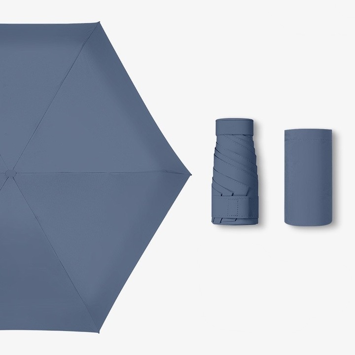 Umbrela mini, protectie UV, compacta, 91cm, greutate 230g, albastru inchis