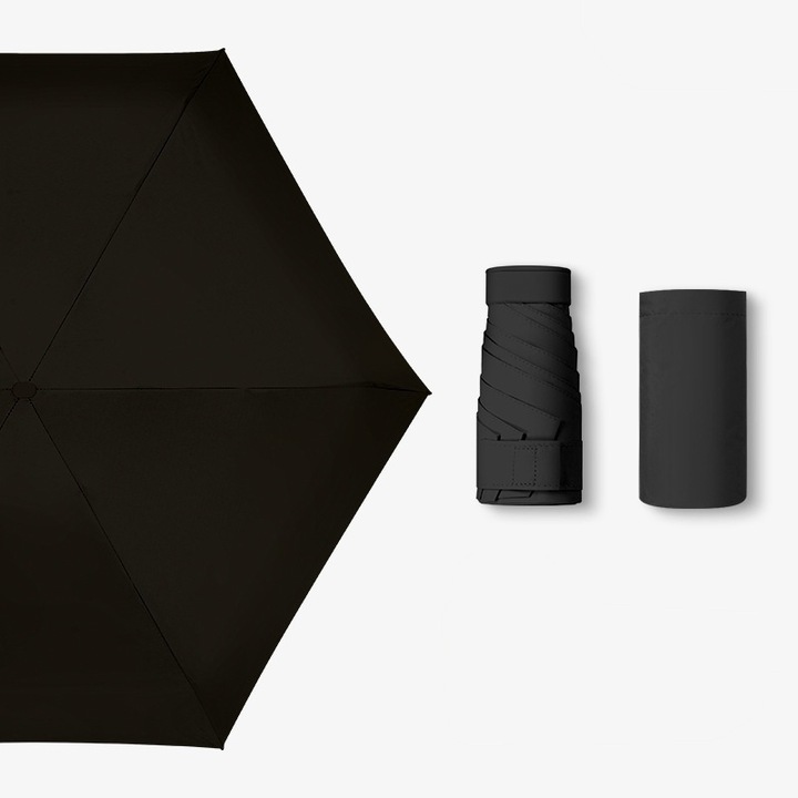 Umbrela mini, protectie UV, 91cm, neagra, greutate 230g
