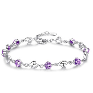 Bratara din argint 925 pentru femei, bratara cu inima din zirconiu cubic, ajustabila, 15+5cm, argintie