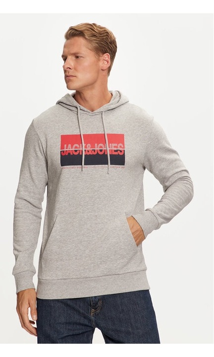 Jack&Jones Bluza Nolan 12256849 Gri Standard Fit, Bumbac
