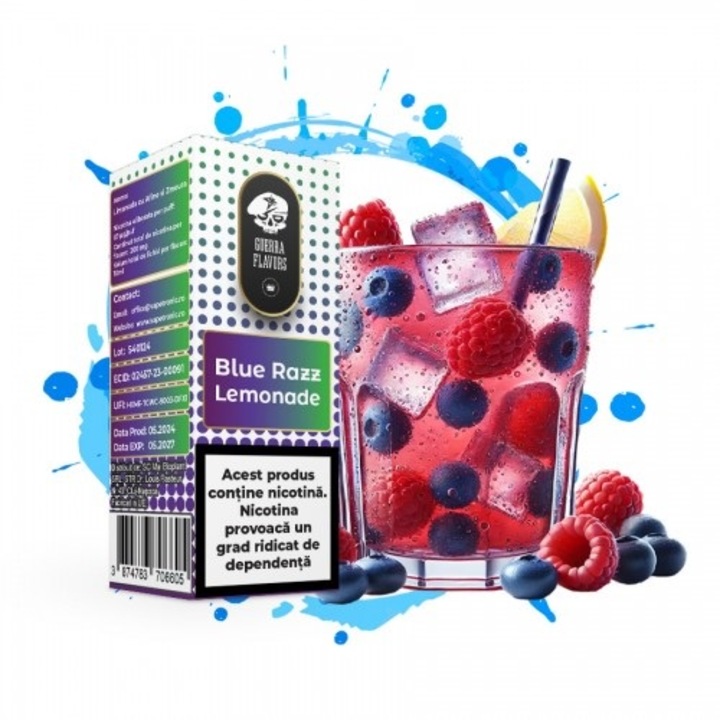 Lichid Tigara Electronica GuerraLiq Salt - Blue Razz Lemonade, 10ml, 20mg