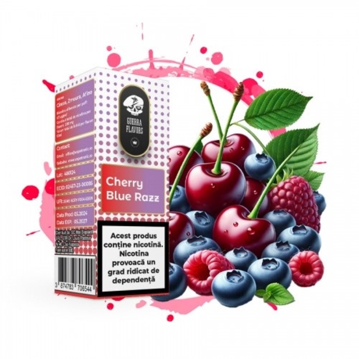 Lichid Tigara Electronica GuerraLiq Salt - Cherry Blue Razz, 10ml, 20mg
