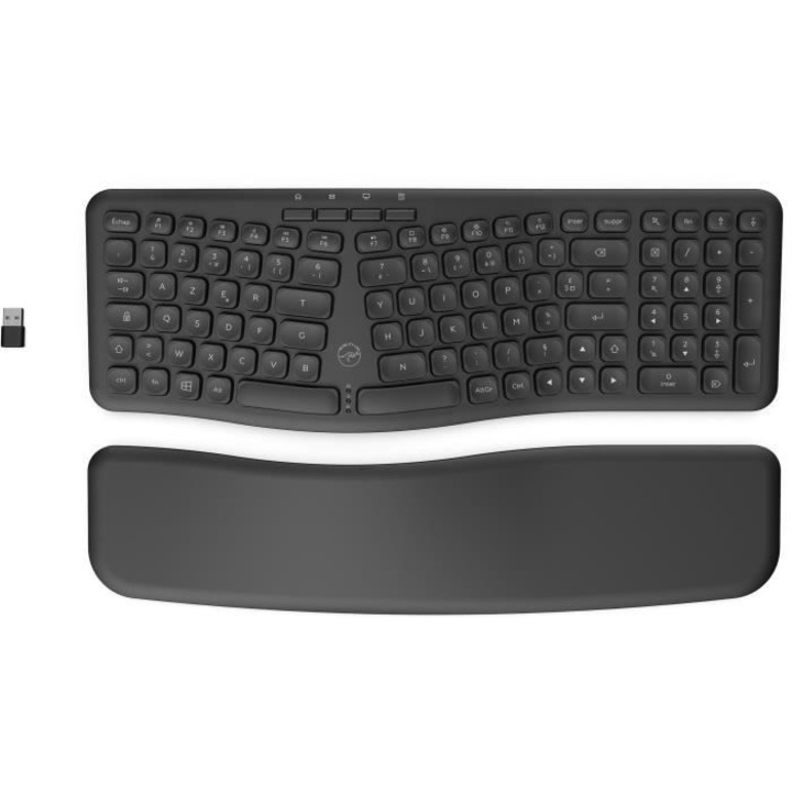 Tastatura ergonomica wireless, Mobility Lab, ML313153, taste concave, pentru Windows