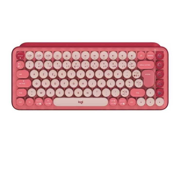 Безжична механична клавиатура Logitech POP Keys, компактен дизайн, розова, Bluetooth или USB
