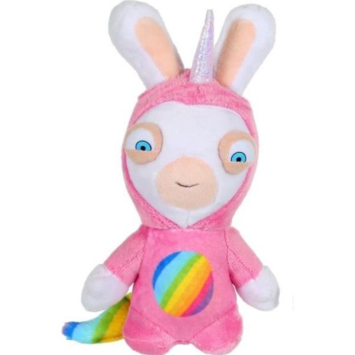Jucarie de plus, GIPSY TOYS, iepure unicorn, roz, 30x20cm
