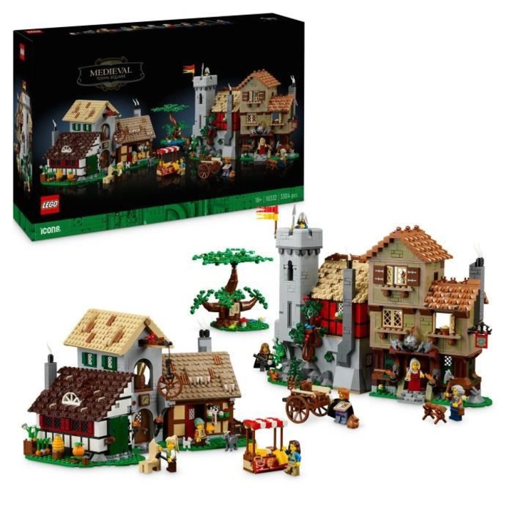 Конструктор LEGO Icons 10332, средновековен пазар, декорация за възрастни