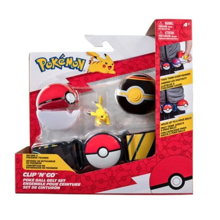 Pokémon Clip 'N' Go Öv figura szett, 1 db Poke Ball, 1 db Luxury Ball, Pikachu figura 5 cm