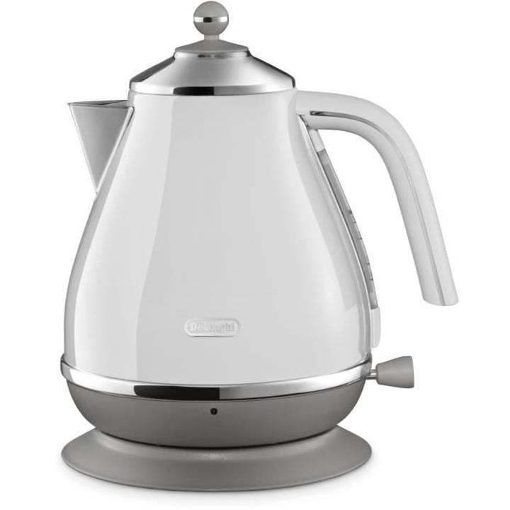 Fierbator DeLonghi Icona Capitals, 1.7 l, inox, alb, baza detasabila si rotativa 360°, 2000W
