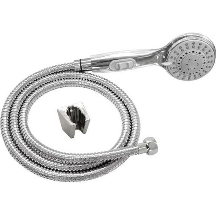 Set de dus Rousseau, inox, 3 tipuri jet, 3 piese, argintiu