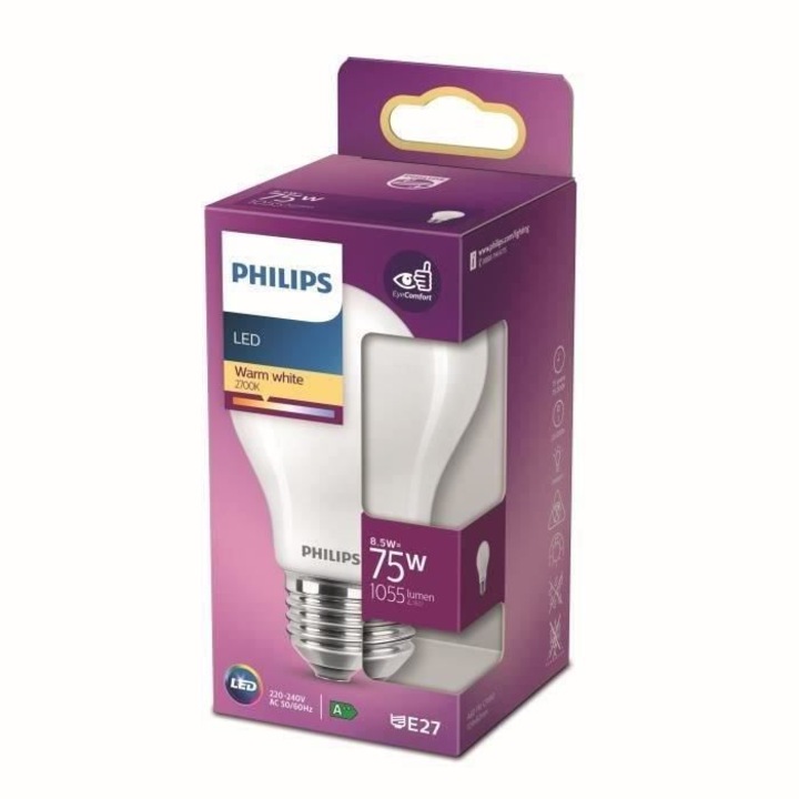 LED крушка, Philips, 75W, E27, топла
