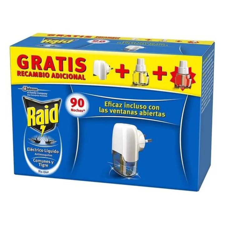 Raid Electrofumigator cu 2 rezerve, protectie impotriva tantarilor, 45 nopti, 30m³