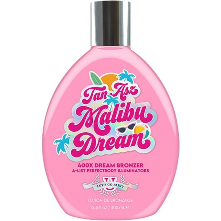 Крем за солариум, Tan Asz U Malibu Dream Bronzer, хайлайтър, масло от моркови, аромат Malibu Bay Breeze, 400 мл