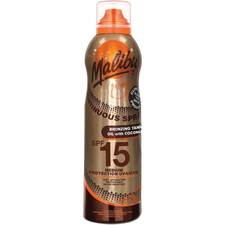 Ulei de bronzare Malibu SPF15 cu nuca de cocos, 175 ml