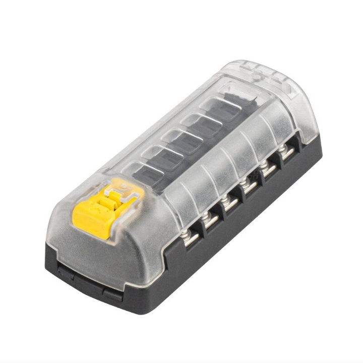 Cutie sigurante plate 6 cai, maximum 30A, cu capac protectie, 03836 Amio