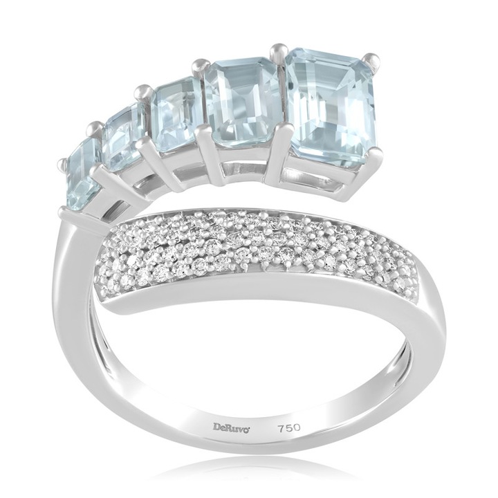 Inel Aur 18k Diamante, Aquamarin DERUVO, RF25348-AQDW55, Marime 55