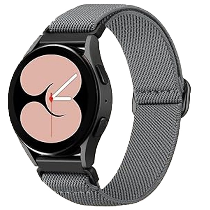 CASEY STUDIOS szíj, Samsung Galaxy Watch 7/Active 2/Active/FE/6/5 Pro/5/4/3 okosórával kompatibilis, fonott pánttal, állítható textil anyagból, szürke