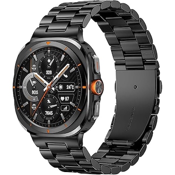 Curea Metalica compatibila cu Samsung Galaxy Watch Ultra CASEY STUDIOS™, cu Zale, Premium, din Otel Inoxidabil, Black