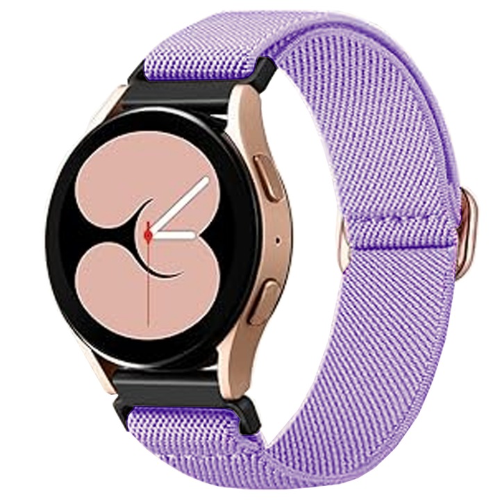 Samsung Galaxy Watch 7/Active 2/Active/FE/6/5 Pro/5/4/3 okosórákkal kompatibilis szíj, fonott pánttal, állítható CASEY STUDIOS™, textil anyagból, lila
