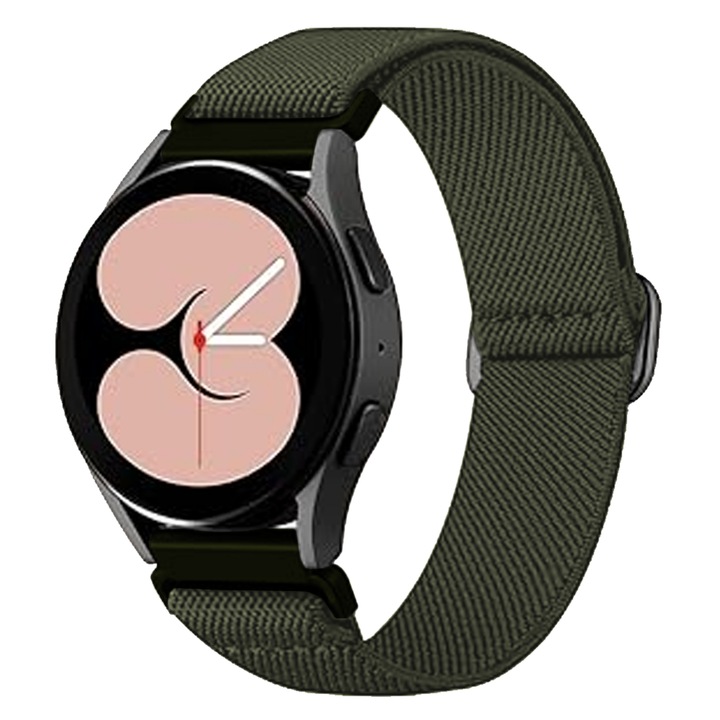 Samsung Galaxy Watch S3 Frontier/S3 Classic/3/Gear S3 okosórával kompatibilis szíj, fonott pánt, állítható, CASEY STUDIOS™, textil anyagból, zöld