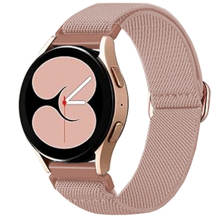 Samsung Galaxy Watch S3 Frontier/S3 Classic/3/Gear S3 okosórával kompatibilis, fonott pánttal, állítható CASEY STUDIOS™ szíj, textil anyagból, rózsaszín homokszínű