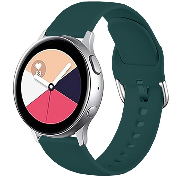 Okosóra szíj, Samsung Galaxy Watch 7/Active 2/Active/FE/6/5 Pro/5/4/3 CASEY STUDIOS™ okosórákkal kompatibilis szilikon szíj, állítható, puha szilikon, kellemes tapintású, zöld