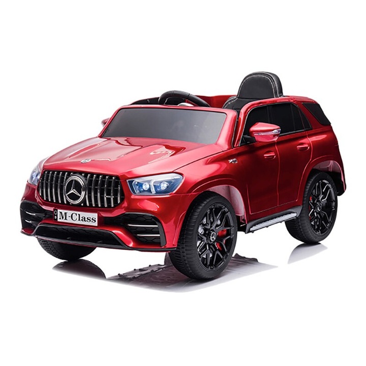 Masina electrica pentru copii MERCEDES CLASA M Rosie 12V cu control parental, 2 motoare, lumini, roti din cauciuc si scaun din piele